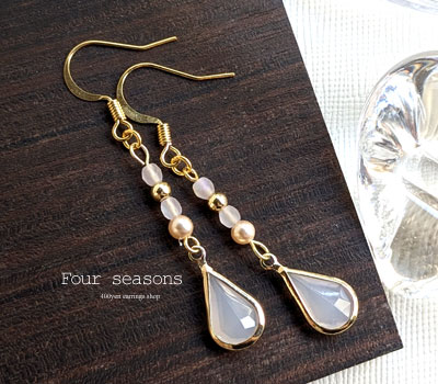 激安アクセサリ・限定400円ピアス・乳白色ドロップのピアス1