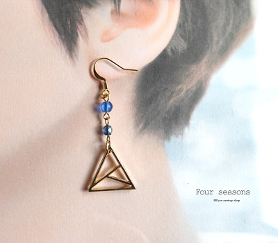 激安アクセサリ・限定400円ピアス・三角ピアス・青2