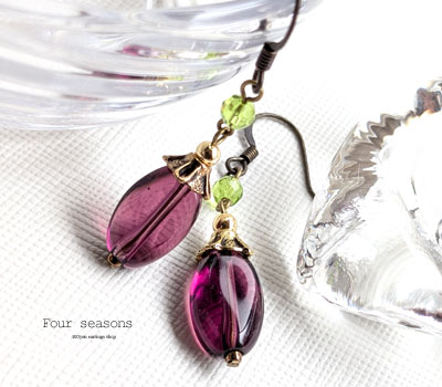激安アクセサリ・限定400円ピアス・深い紫色のピアス1
